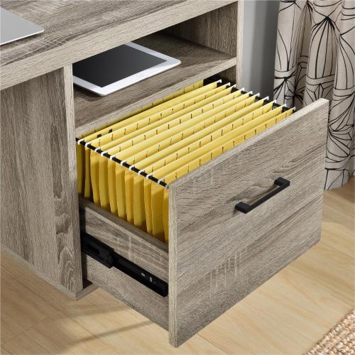 Modern Office Desk Gray Wood Design