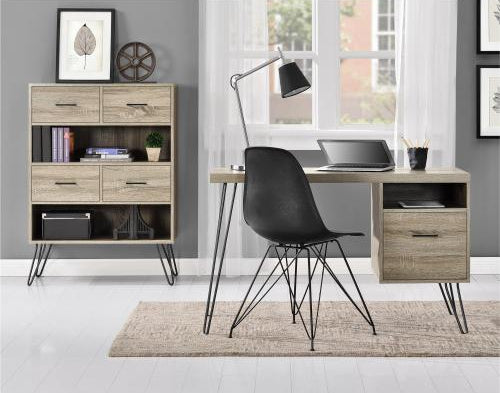 Modern Office Desk Gray Wood Design