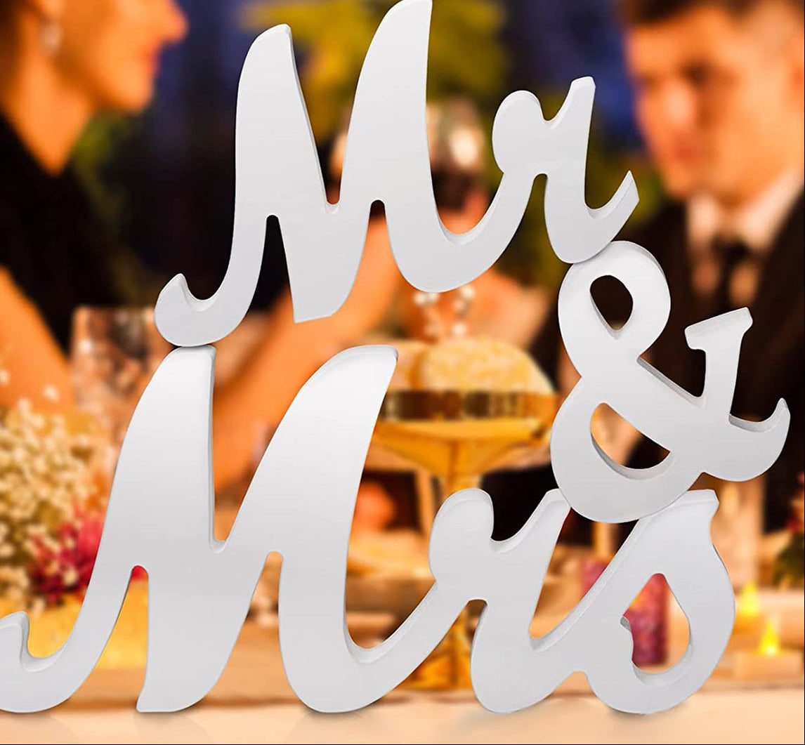 White Mr and Mrs Wedding Sign