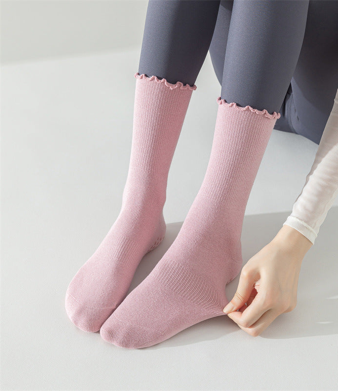 Non-Slip Mid Calf Yoga Socks for Women