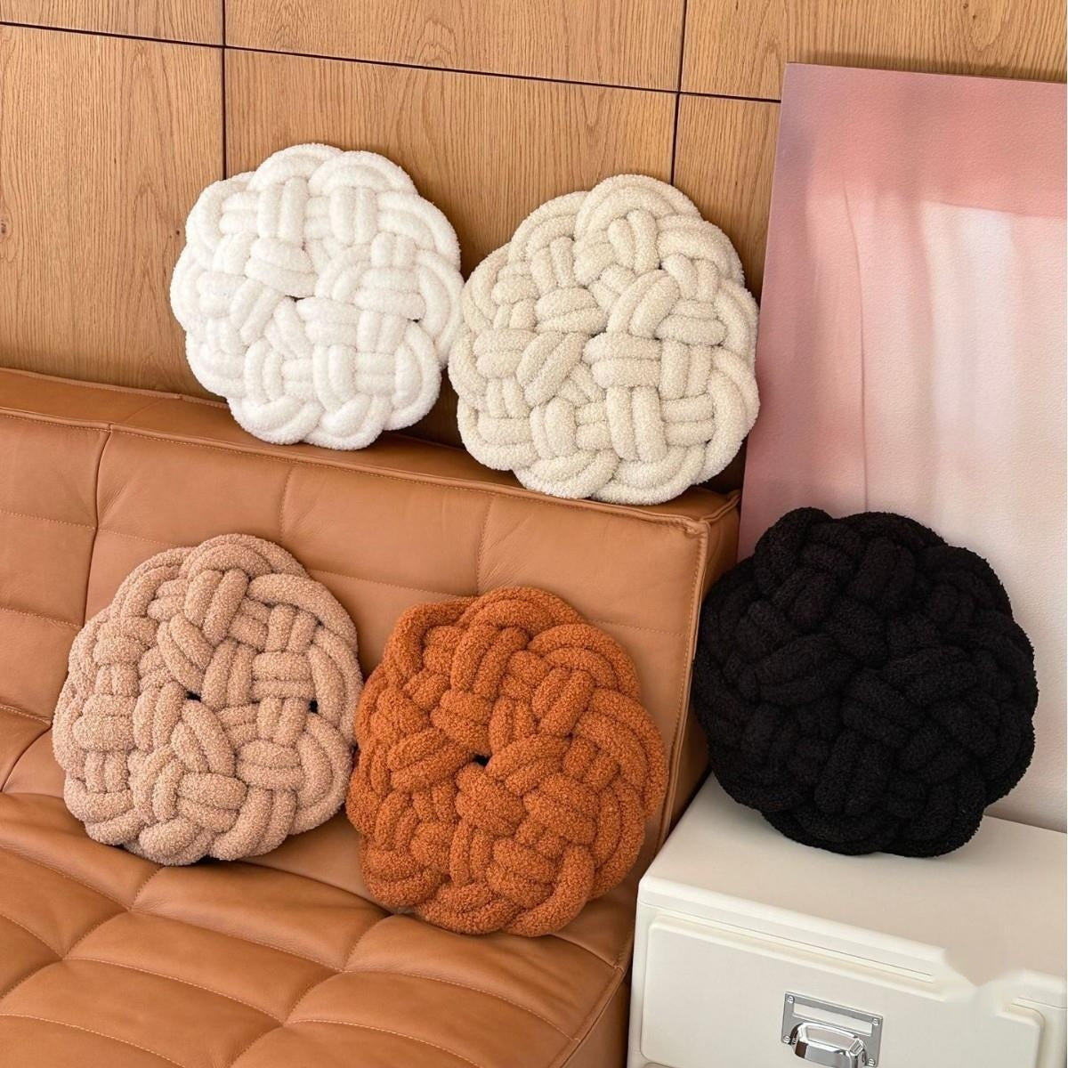 Nordic Knot Knitted Throw Pillow