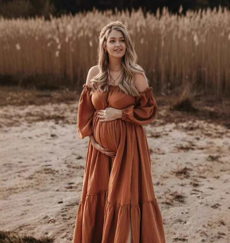 Orange Boho Pregnancy Dress
