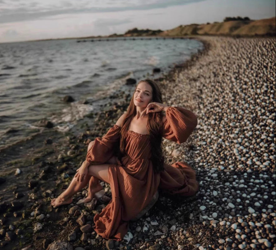 Orange Boho Pregnancy Dress