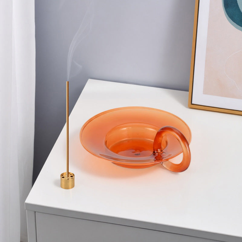 Orange Glass Tray Incense Burners