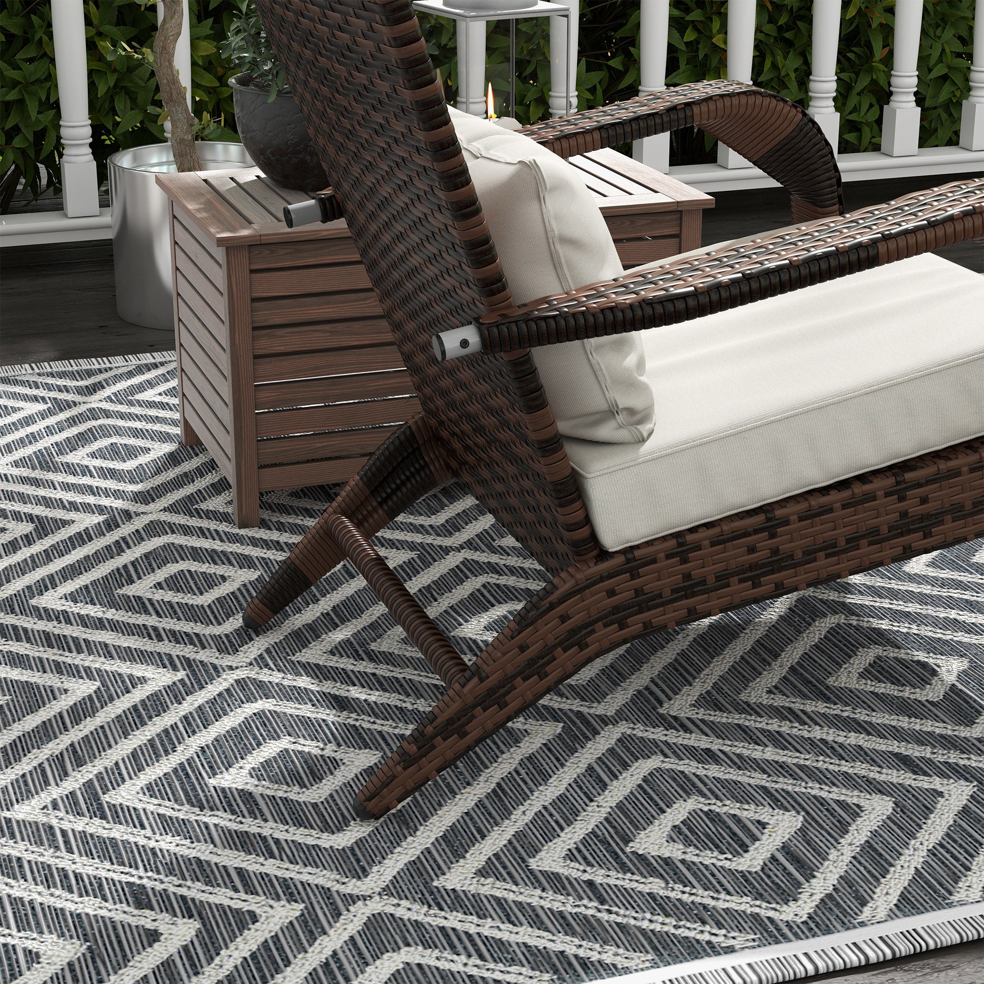 Outdoor Chair with Footstool and Cushions