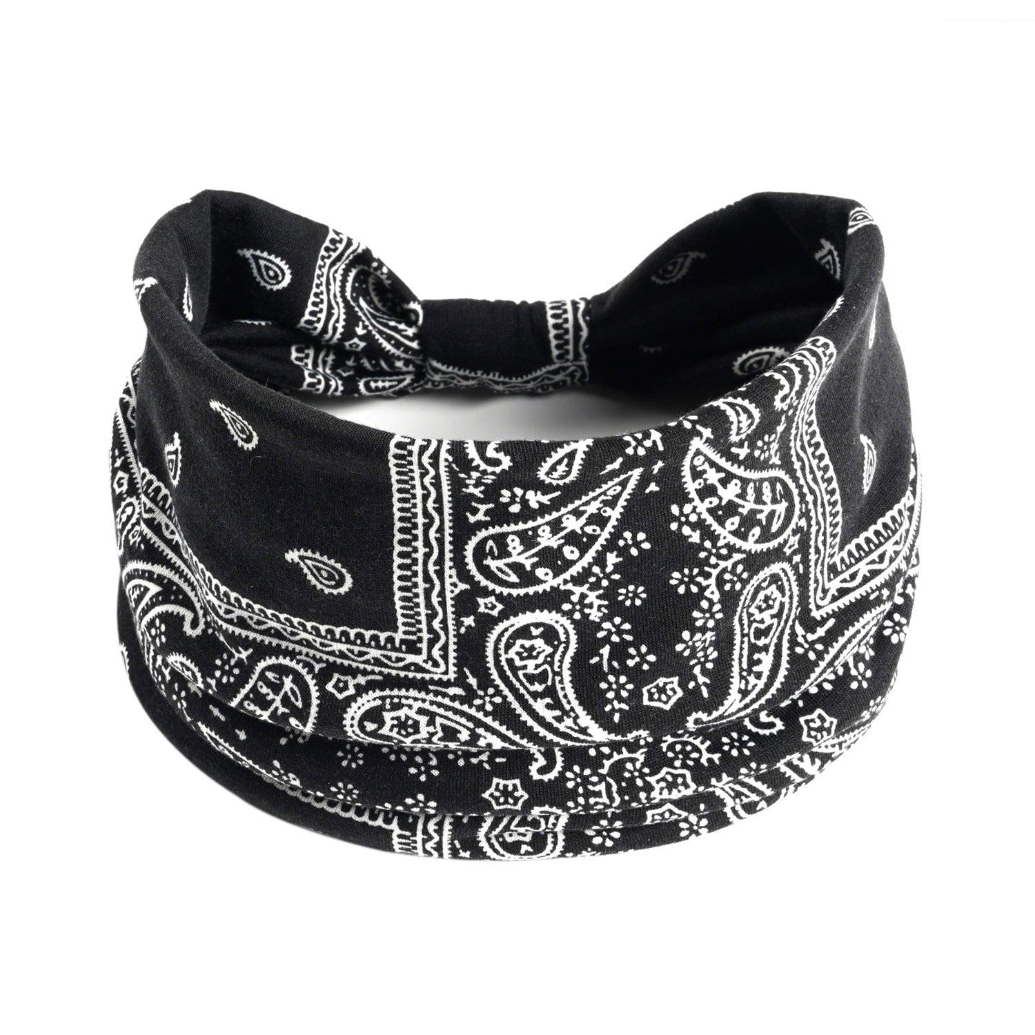 black Paisley Pattern Headband Boho Style