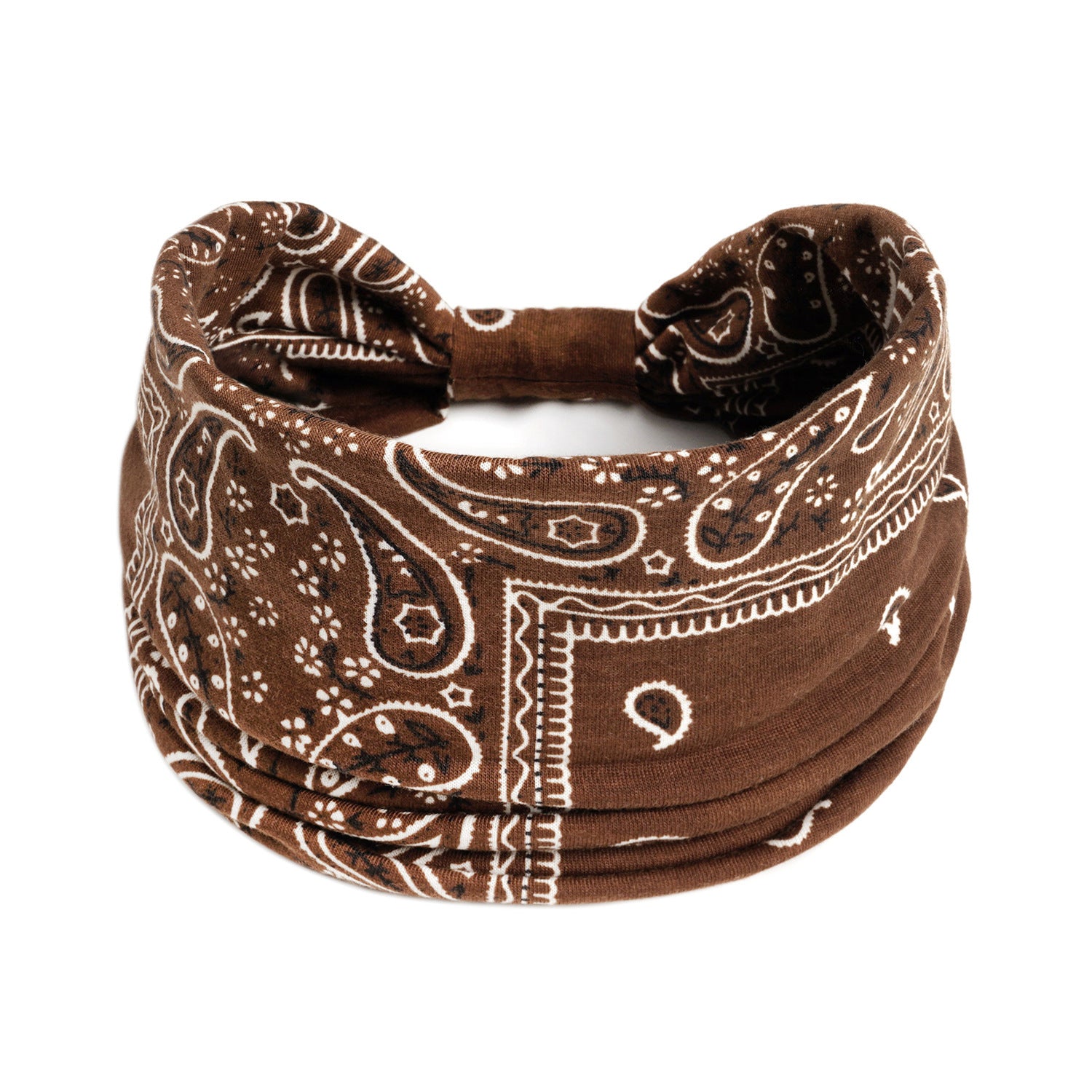 brown Paisley Pattern Headband Boho Style
