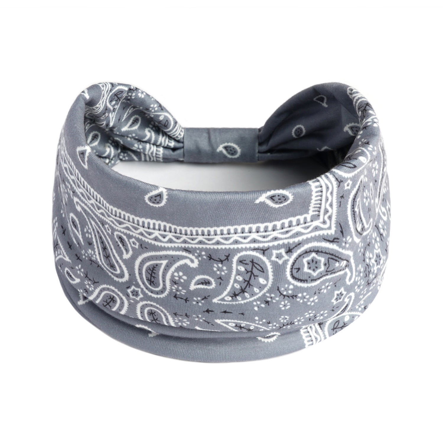 gray Paisley Pattern Headband Boho Style