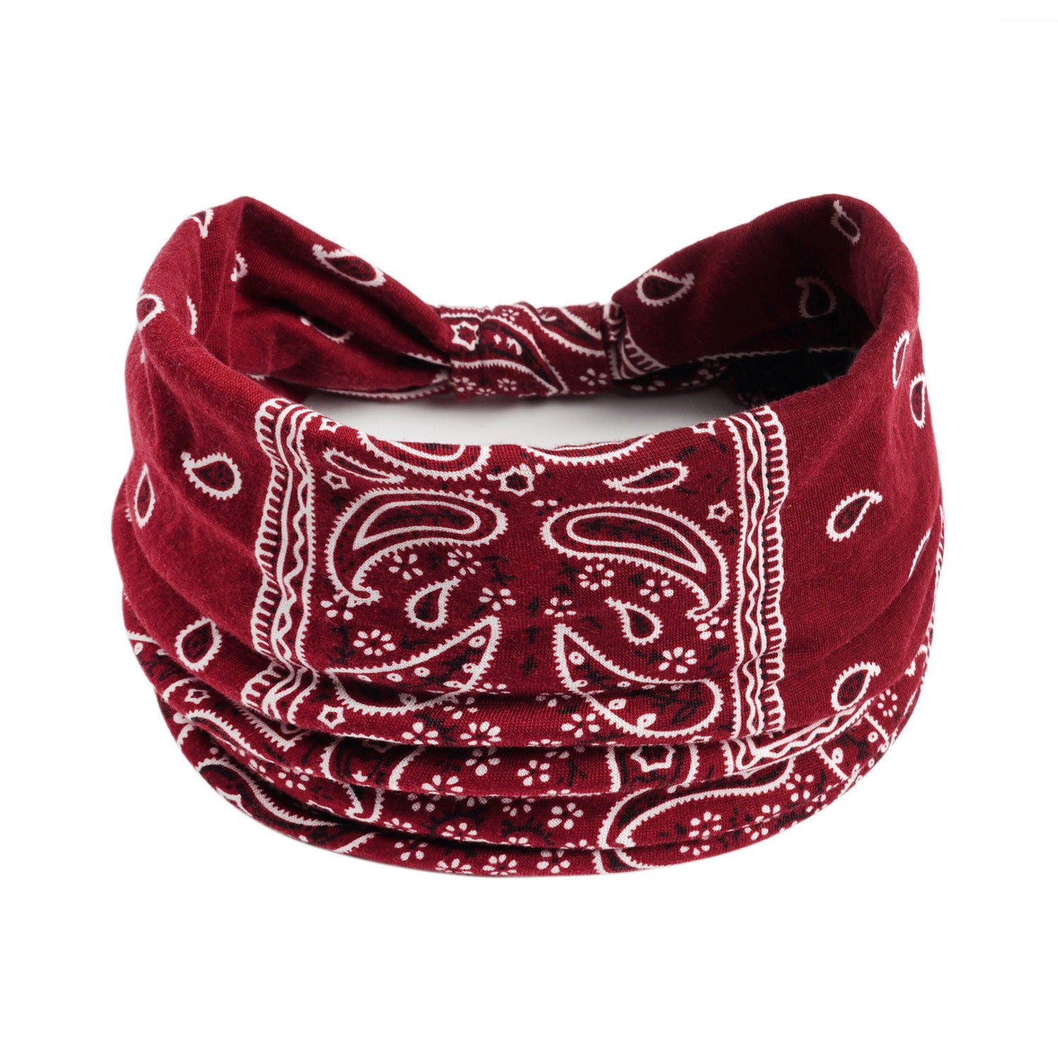red Paisley Pattern Headband Boho Style