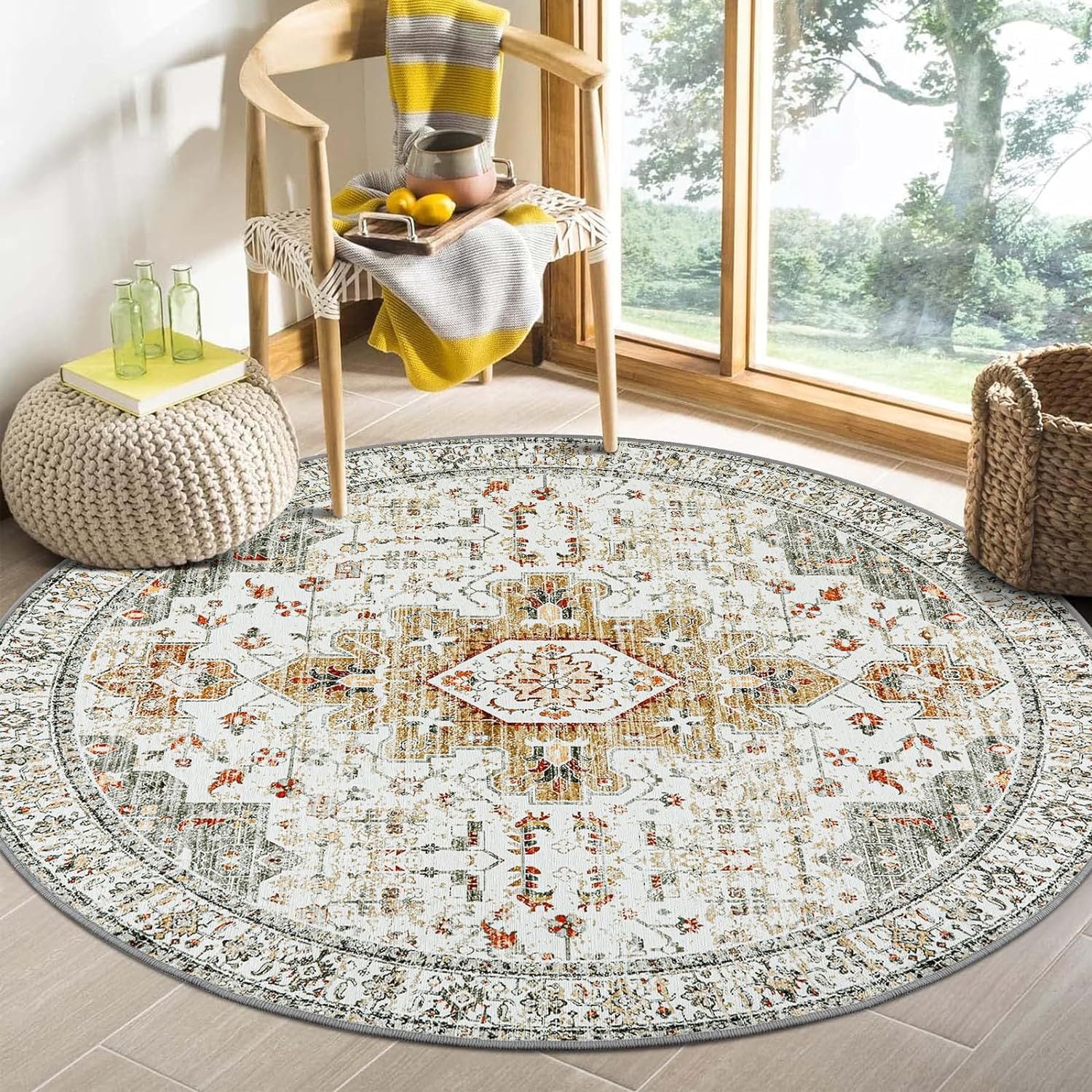 Bohemian Patterned Round Carpet