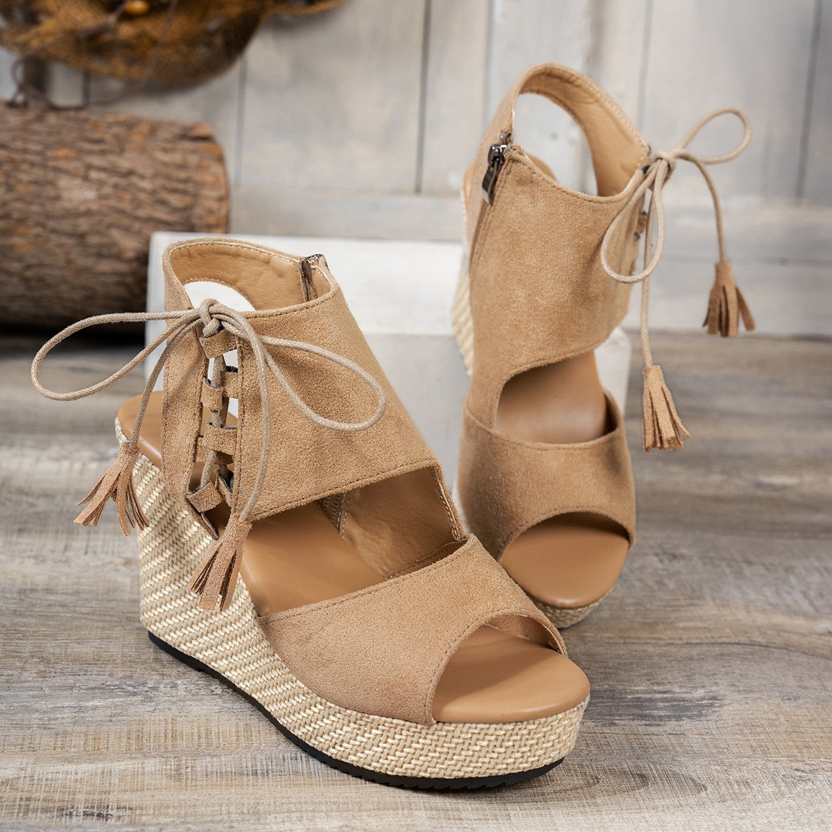 Peep Toe Wedge Sandal Boots