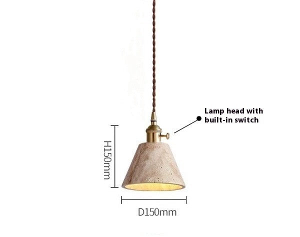 Pendant light with dimensions and features labeled on a white background