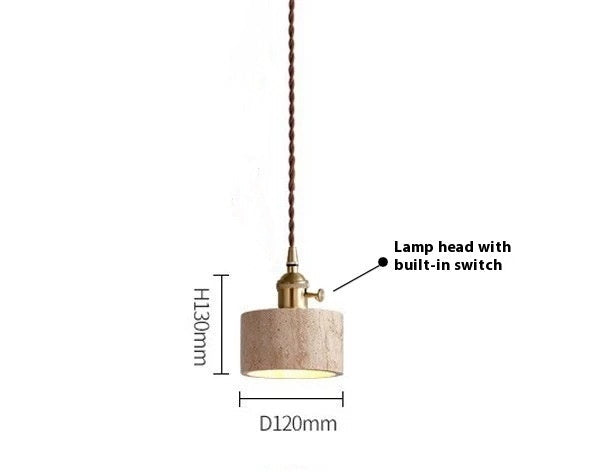 Pendant light with dimensions and features labeled on a white background