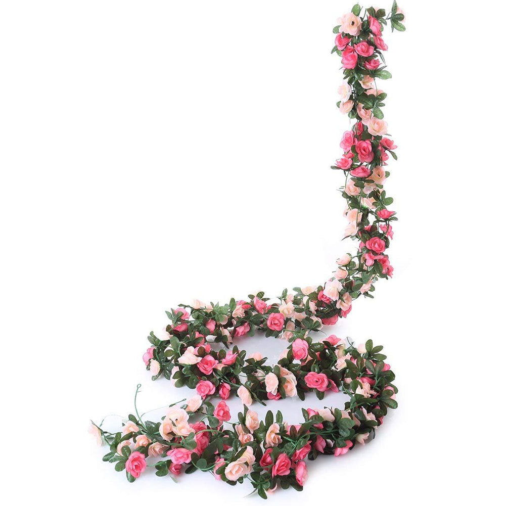 Pink Roses Vine Decorative Garland