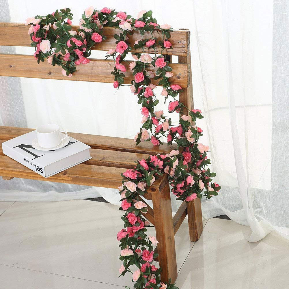 Pink Roses Vine Decorative Garland