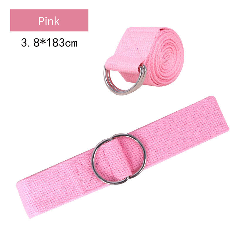 Pink belt with metal ring on a white background