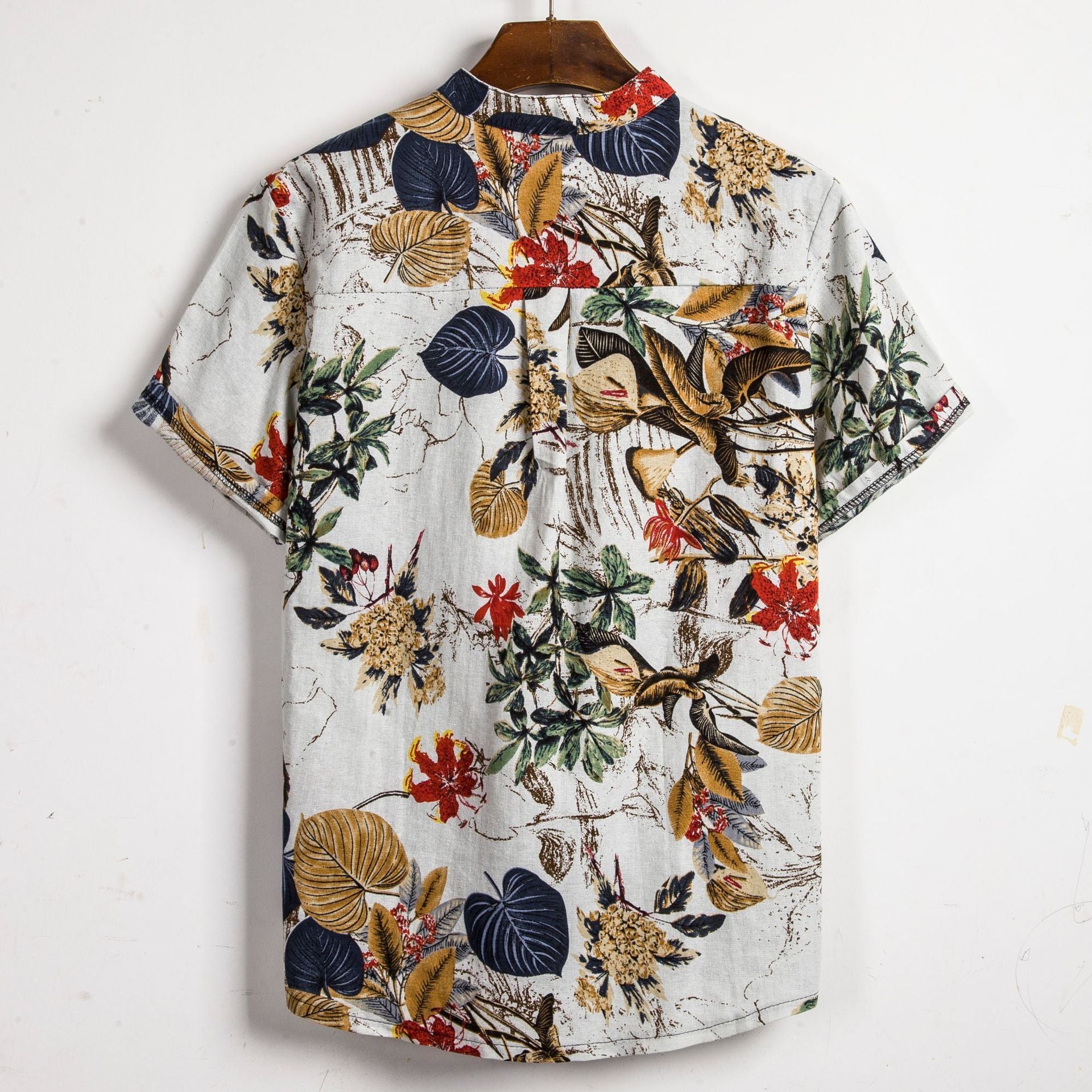 short Plants and Flowers Print Shirt for Men