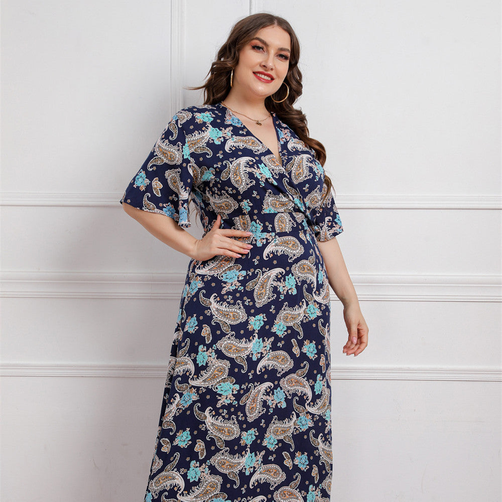 Plus Size Paisley Pattern Dress
