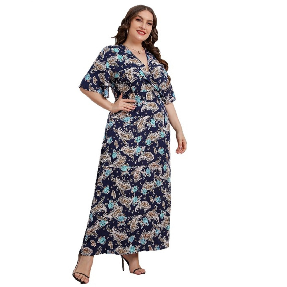 Plus Size Paisley Pattern Dress