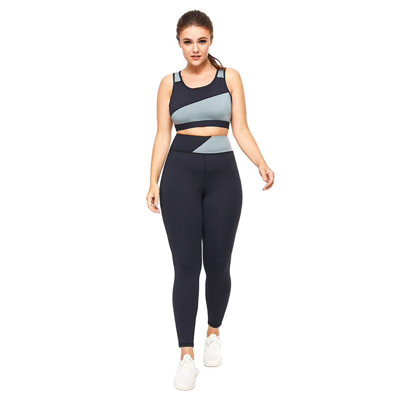 Plus Size Women's Yoga Leggings and Short Sleeve Top Set