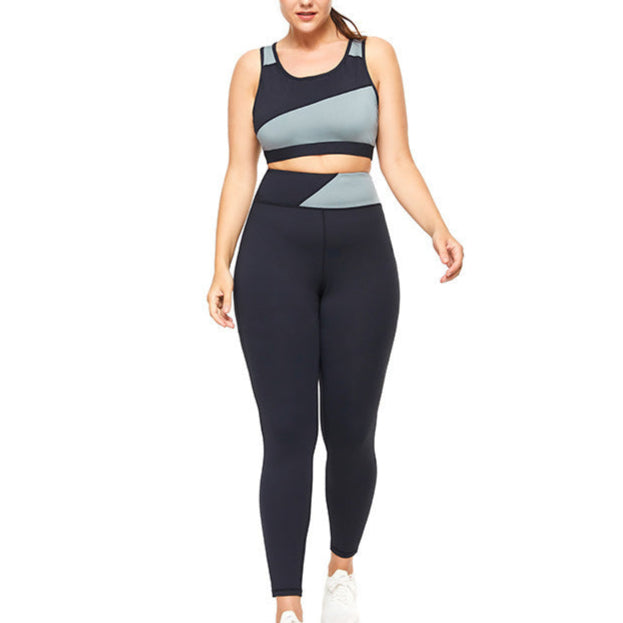 Plus Size Women's Yoga Leggings and Short Sleeve Top Set