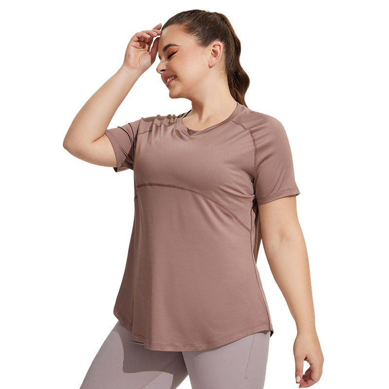 Plus Size Yoga Top with Short Sleeves
