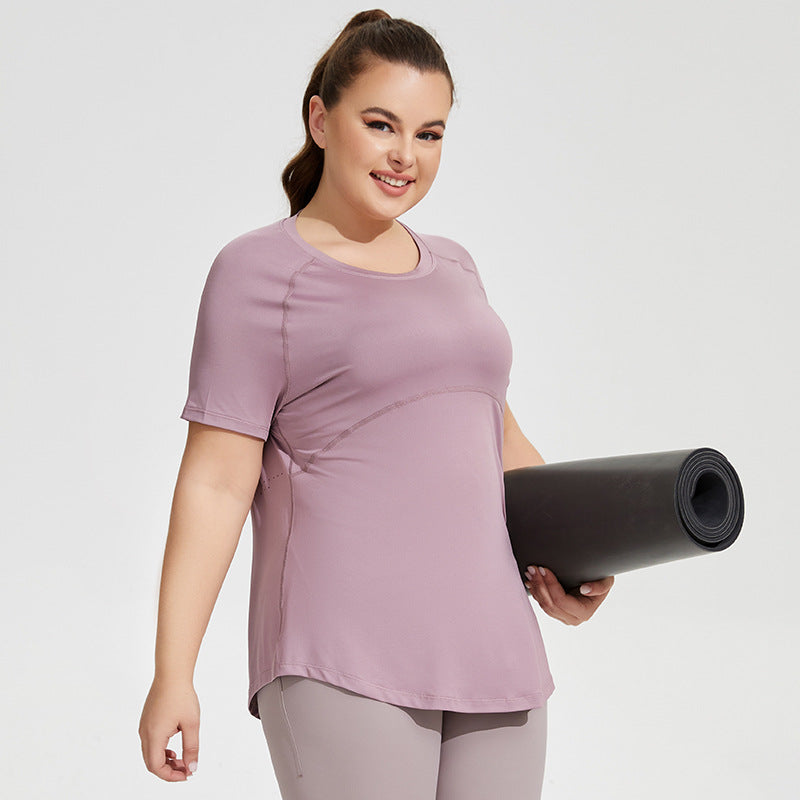 Plus Size Yoga Top with Short Sleeves