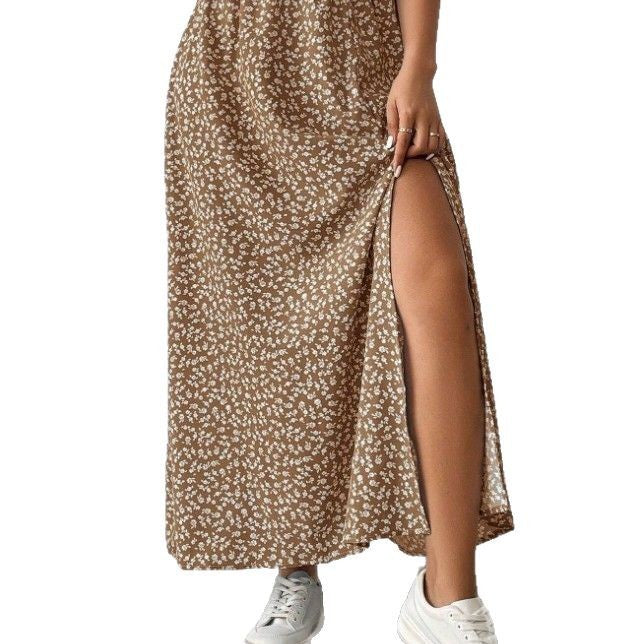 Printed Boho Maxi Skirt with Slit