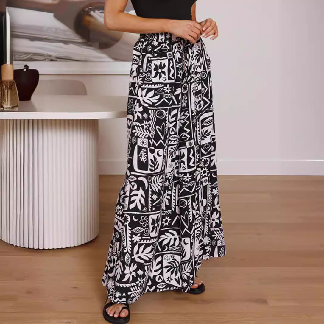 Printed Wide Leg Bohemian Trousers