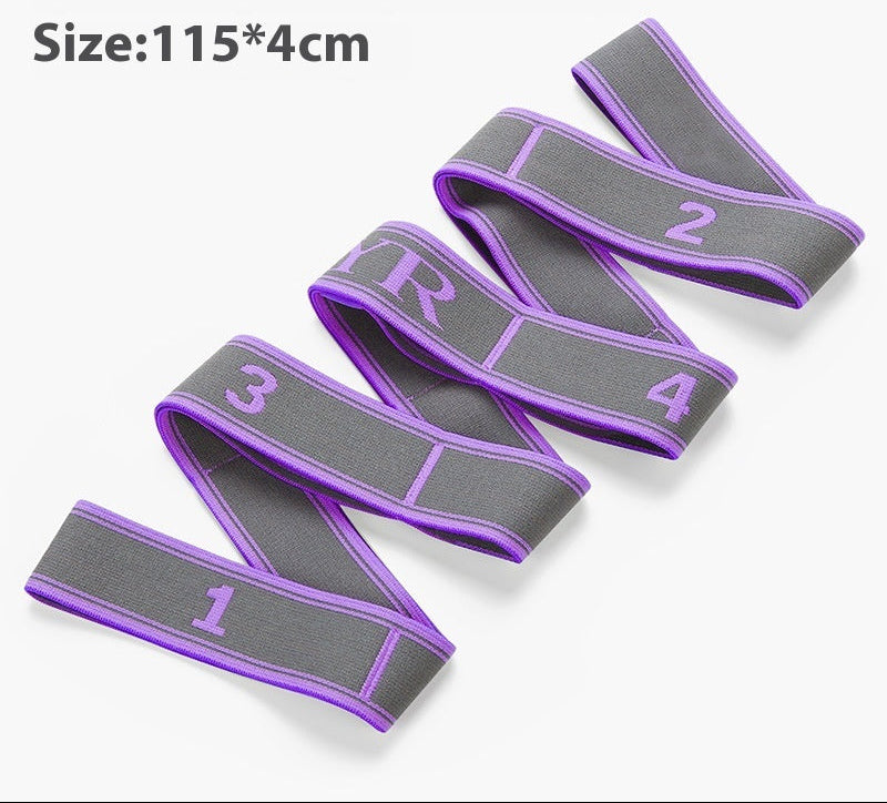 Purple 9-grid number resistance band with gray bands, size 115*4cm, on a white background.