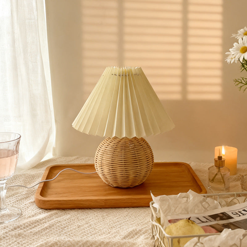 rattan Retro Boho Bedside Lamps