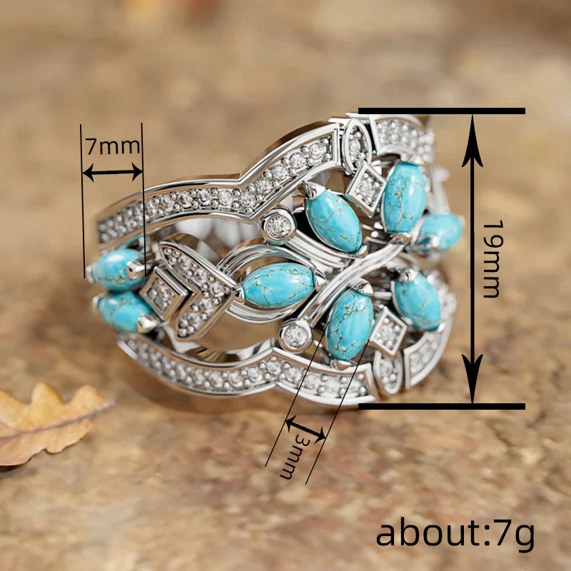Rhinestone Ring with Smal Turquoise Stones