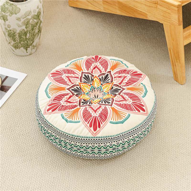 Round Boho Patterned Yoga Cushion