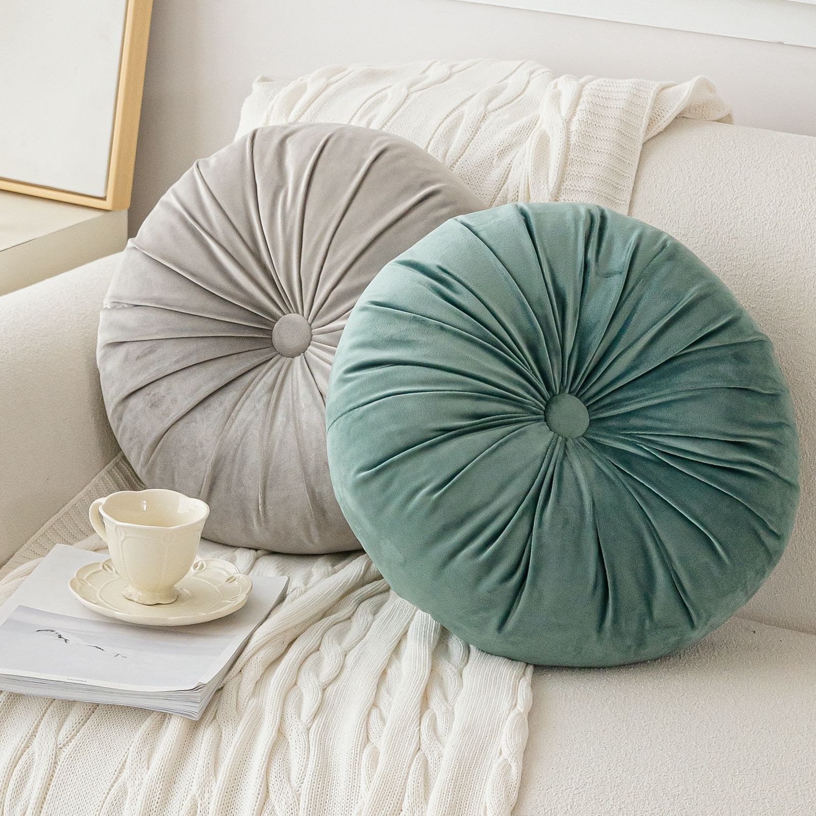 Round Velvet Silk Cushions