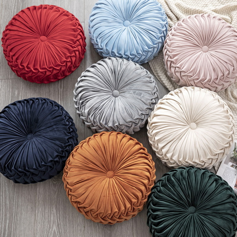 Round Velvet Silk Throw Pillows