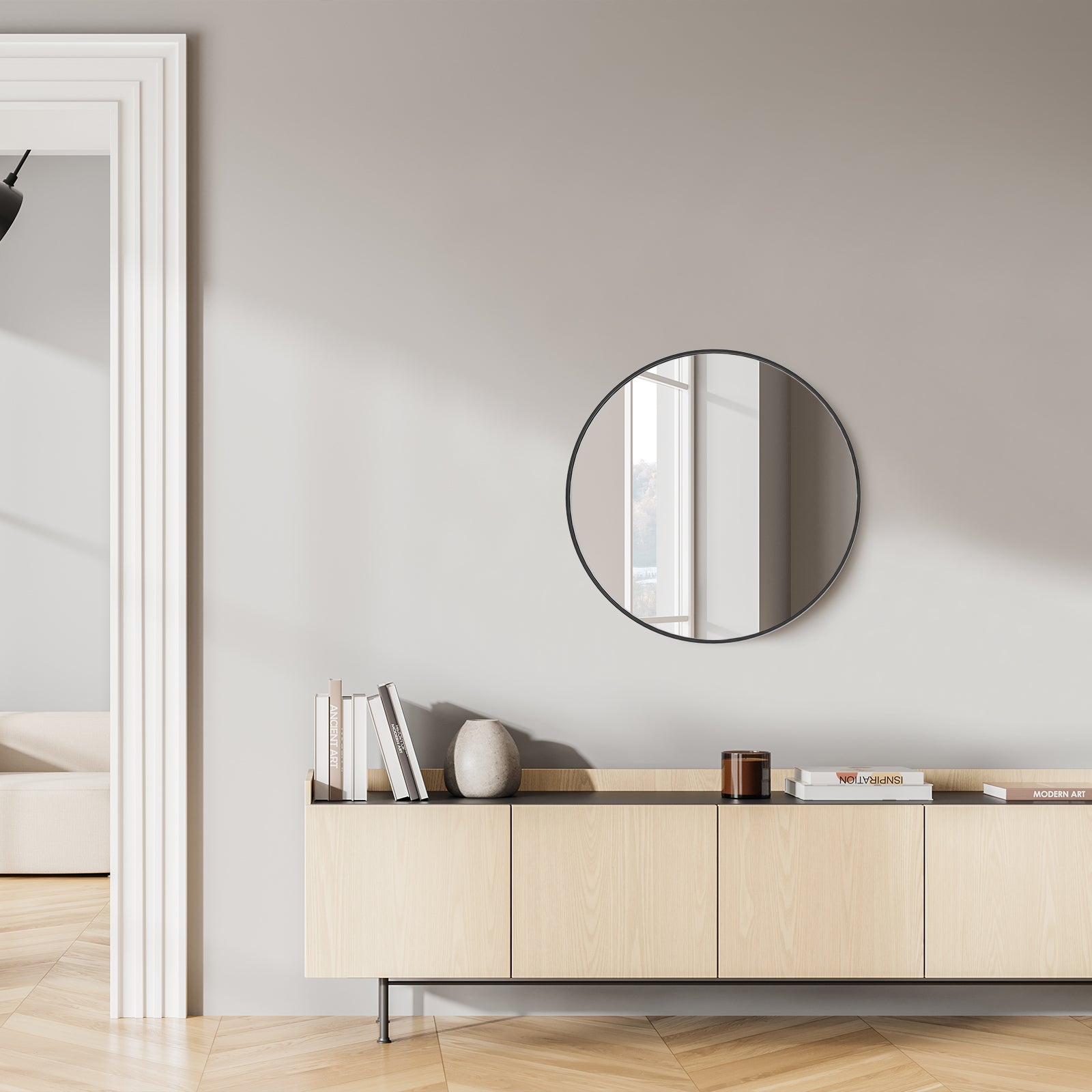 Black Round Wall Mirror