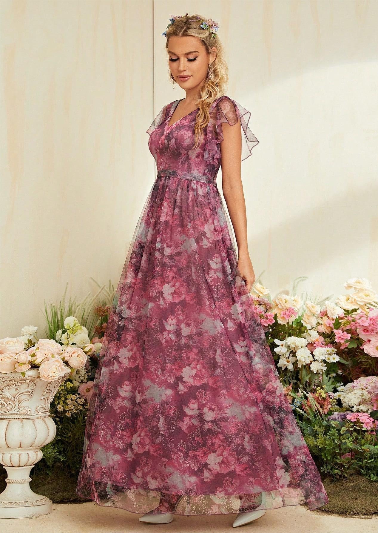 Ruffled Boho chic Formal Dress