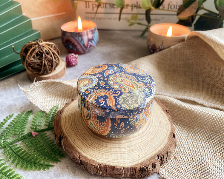 Scent Soy Wax Boho Pattern Tin Candle