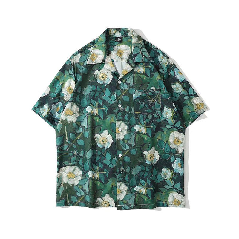Short Sleeved Boho Pattern Shirt for Men