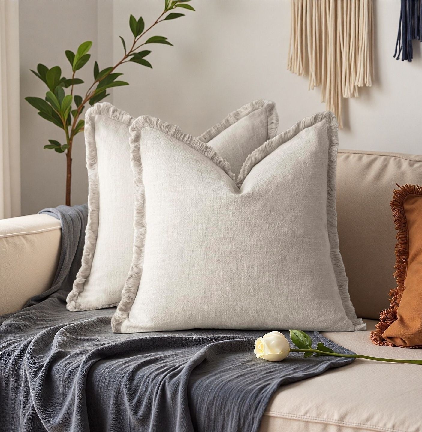 Simple Boho Solid Color Pillowcase