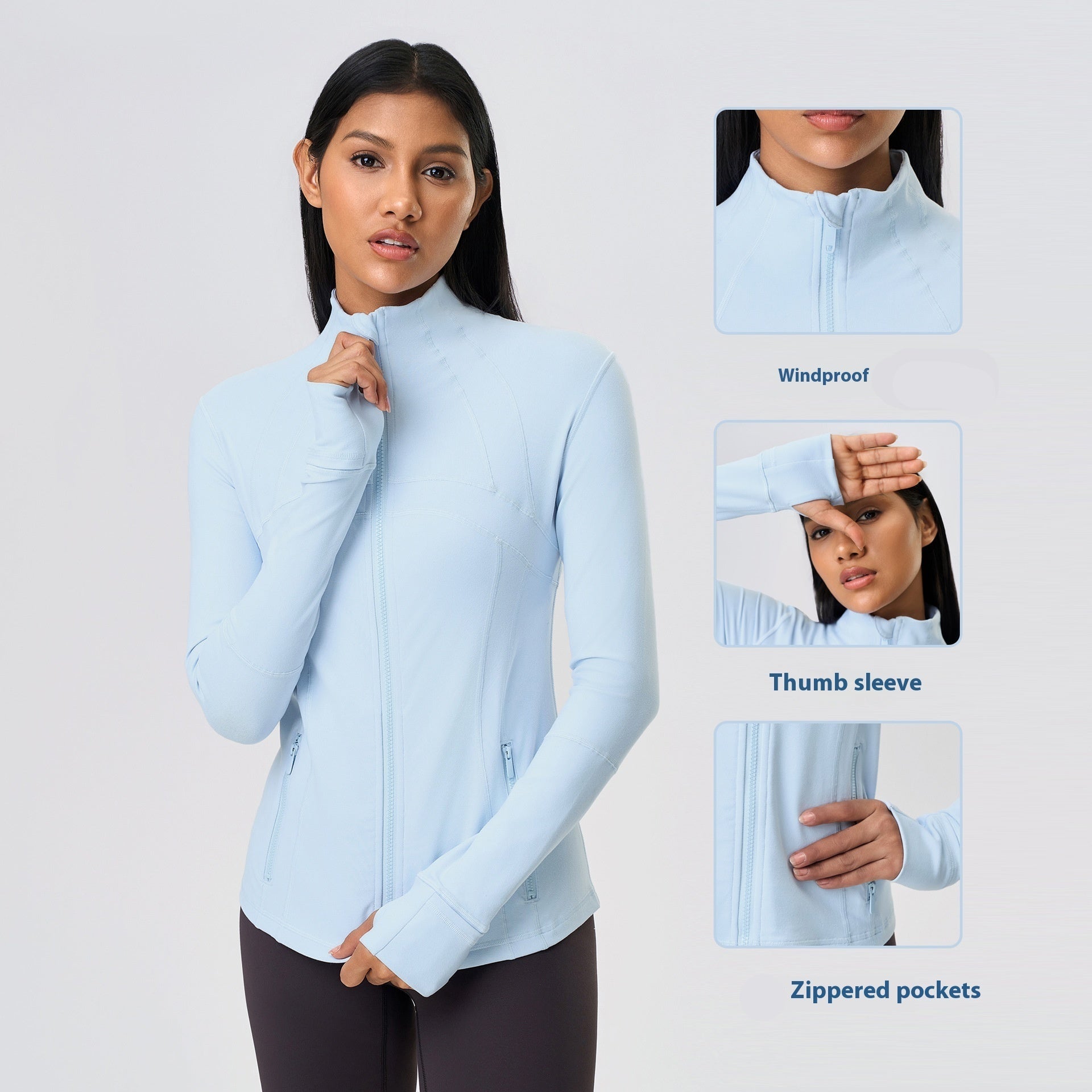 blue Slim Fit Womens Yoga Jacket
