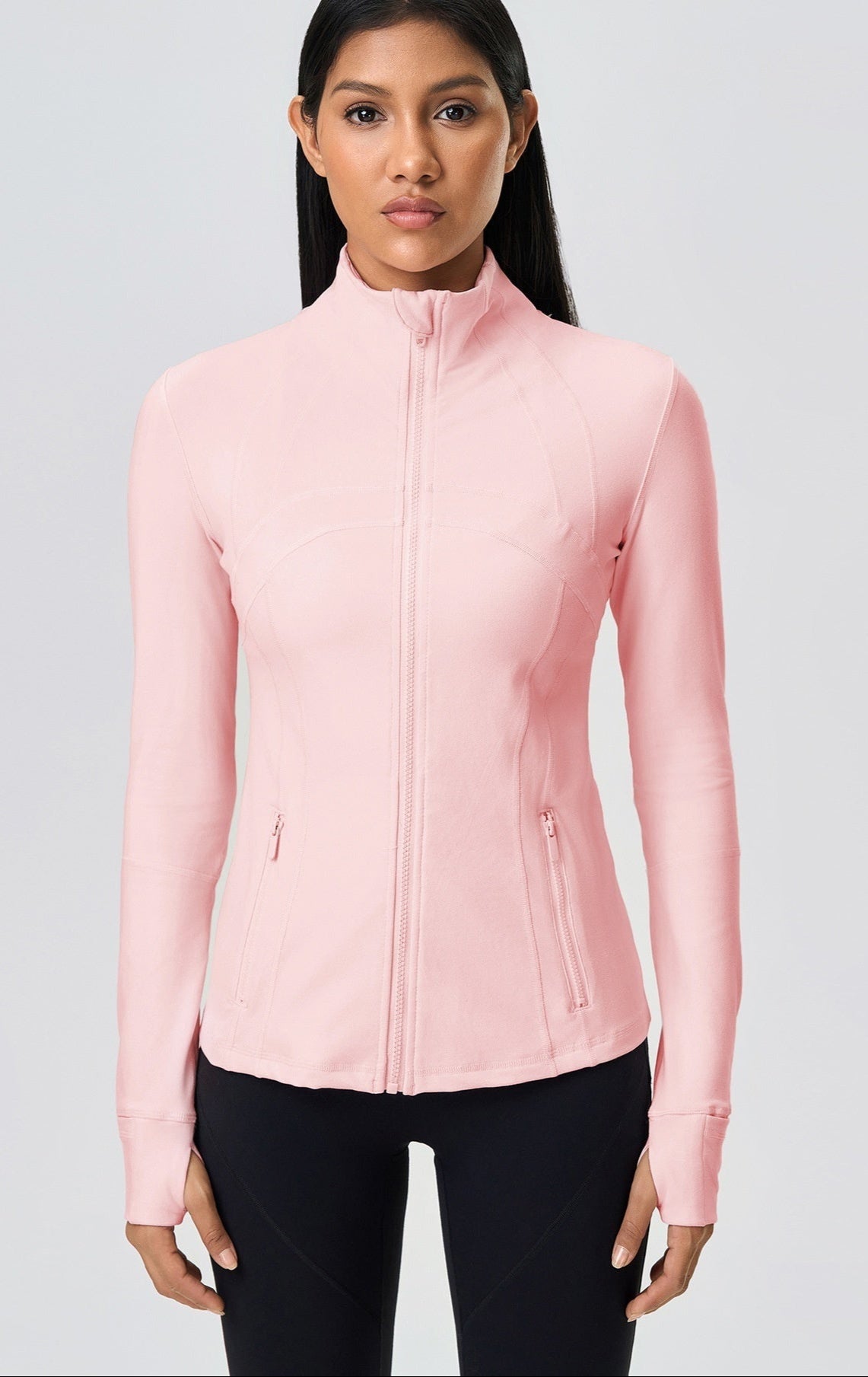 pink Slim Fit Womens Yoga Jacket