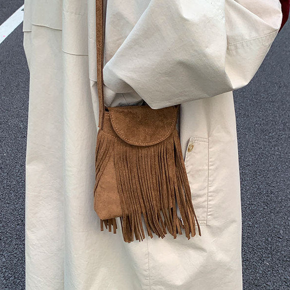 Small Bohemian Crossbody Purse Fringe Detail
