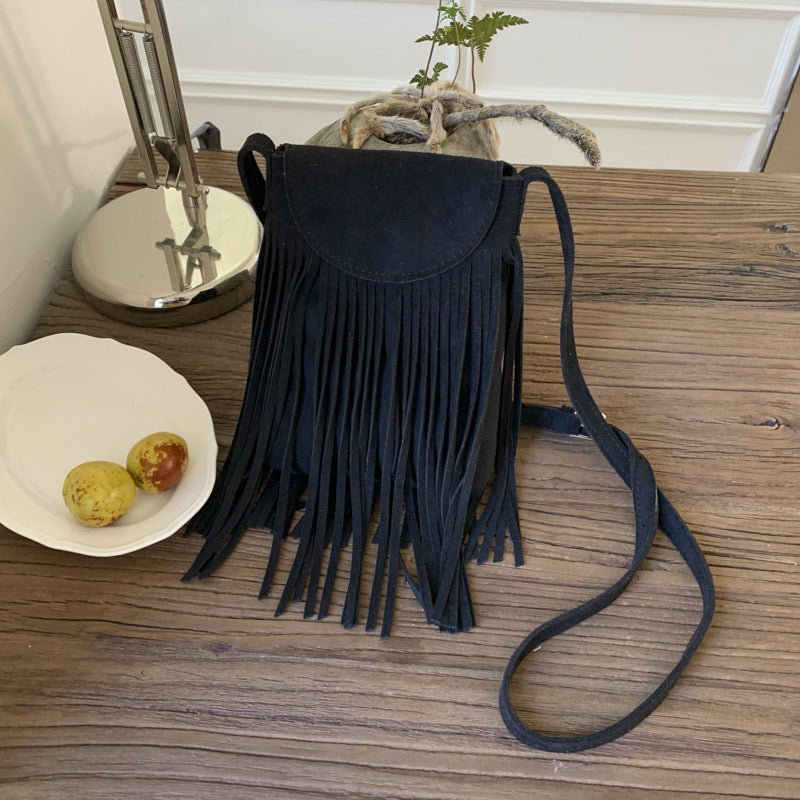Small Bohemian Crossbody Purse Fringe Detail