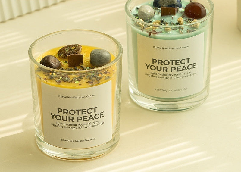 Soy Wax Manifestation Candle with Crystals