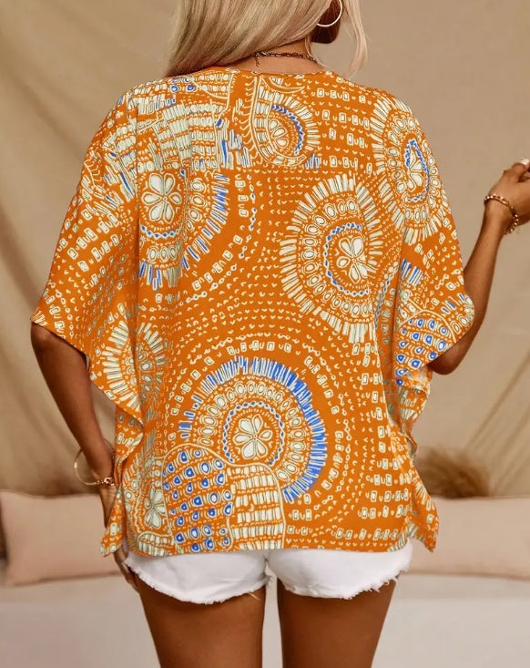 Summer Batwing Sleeve Boho Top