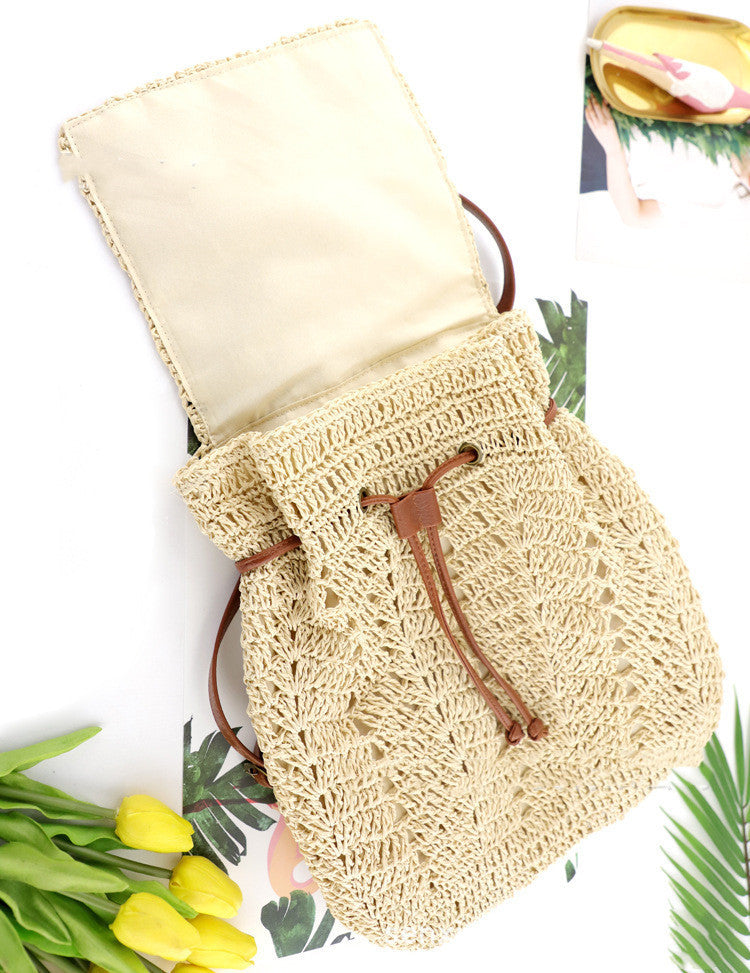 Bohemian Summer Straw Backpack for Women