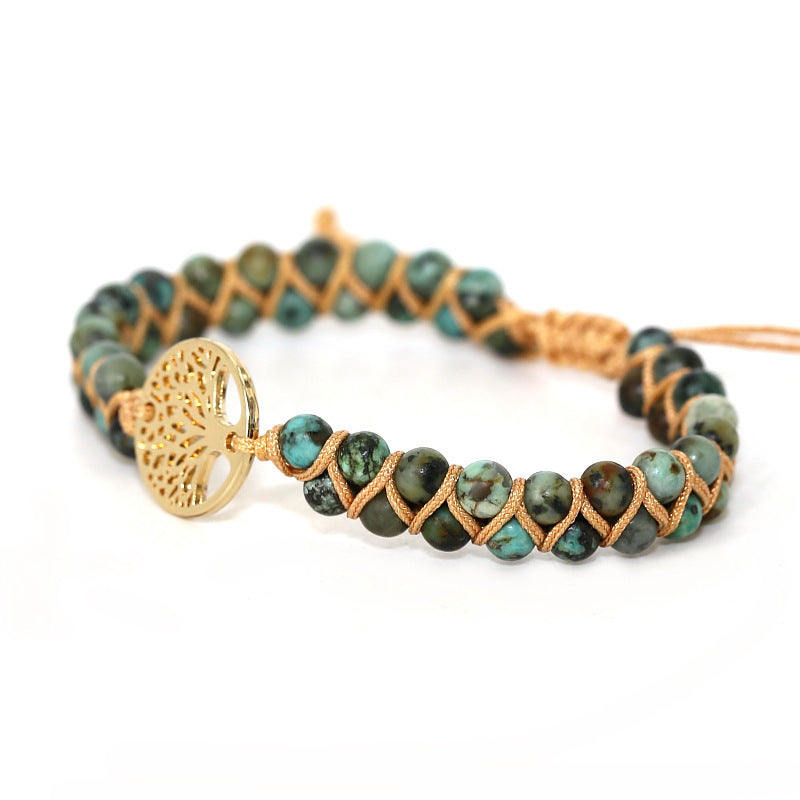 gold Tree Of Life Beaded Cord Bracelet