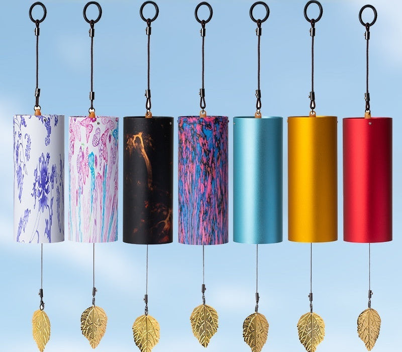 Tubular Wind Chimes with Leaf Design