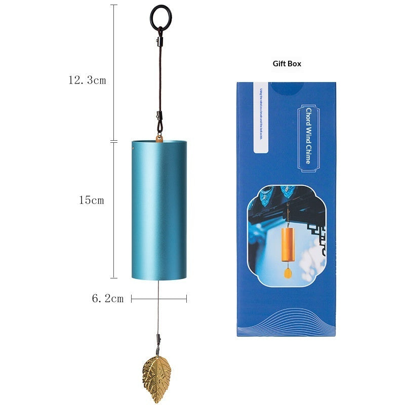 blue Tubular Wind Chimes with Leaf Design